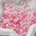 Mixed acrylic beads in pink and white hues, featuring flower, star, and bow shapes for DIY - Pink Series