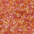 Makroaufnahme von 2x4mm Katzenauge-Glasperlen mit rosa-orange-gelbem Farbverlauf - 100 Stück/Packung (2.5x4mm) / Hellrosa Orange