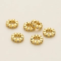 Set of six gold-plated copper spacer beads with sparkling zircon stones for DIY jewelry - 1 Piece / 6mm / 18K Gold