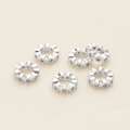 Set of 6 silver color wheel spacers with sparkling zircons for DIY jewelry making - 1 Piece / 6mm / Thick Silver