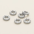 Silver wavy wheel spacer bead with zircon inlay for DIY bracelet making projects - 1 Piece / 6mm / White Gold