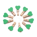 Disposition circulaire de dix pinces en bois avec cœurs verts pour décoration murale photo - 20x37.5mm / Style Cœur (Vert) (AC4449)