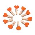 Pinces en bois cœur rouge disposées en cercle pour la décoration murale de photos - 20x37.5mm / Style Cœur (Orange) (AC4449)