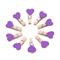 Set di 10 mollette in legno con cuore viola per decorazioni creative di foto e pareti - Stile Cuore (Viola) (AC4449)