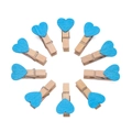 Set di dieci mollette in legno con cuori blu disposte in cerchio per foto e DIY - Stile Cuore (Celeste) (AC4449)