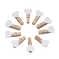 Display radiale di 10 clip a cuore in legno bianco con molle argentate per decorazioni DIY - Stile Cuore (Bianco) (AC4449)