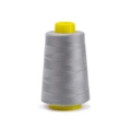 Detail of grey 402 polyester sewing thread wound on yellow cone for sewing machines - Approx 100g / Gray