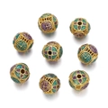 Golden cloisonne hollow beads with green and purple enamel for jewelry making - Approx 10x10.5mm / Green Purple (Style 02)