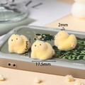 Detailed view of yellow flocked resin chicken pendants with dimensions and silver loops - Crawling Chicken