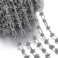 Detailed macro of stainless steel knotted chain for DIY jewelry making and necklace crafts - 1 Meter / Steel Color 1.2 Round Wire Knot (Approx 6.5x12.5mm)