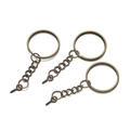 Drei Bronze-Schlüsselanhänger mit 25mm Flachringen und Ringschrauben für DIY-Bastelprojekte - Antikbronze