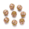 Golden hollow enamel flower beads in purple and pink for DIY jewelry making - Pink Purple (Style 08)