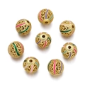 Golden hollow cloisonne spacer beads with colorful enamel stripes for DIY jewelry making - Multicolor (Style 09)
