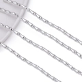 Macro view of silver bamboo-shaped cylinder beads with bright metallic luster for DIY jewelry - 1 Strand (Approx. 50 Pcs) / Silver