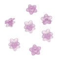 Vista macro delle perline di mughetto smerigliato viola chiaro 9,5 mm in acrilico con foro - 50 Pezzi/Confezione (9*9,5 mm/Diametro foro 1,2 mm) circa 6,5 g / Viola