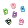 Macro shot of colorful iridescent D-letter acrylic beads with hole for DIY jewelry making - Random Colors (5 Pcs/Pack) / Letter D