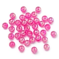 Close-up of pink AB aurora acrylic beads with iridescent finish for DIY crafts - Red