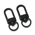 Detailed macro view of black painted 32mm metal lobster clasps with 360-degree swivel rings - 10 Pieces/Pack Approx 26.5g / Black