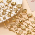 Golden stainless steel chain with shell and butterfly charms for DIY jewelry making - Shell Style / Gold