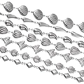 Polished stainless steel chain strands with silver butterfly and shell charms - Shell Style / Steel