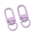 Detail view of two purple matte lacquered 32mm alloy spring gate snap hooks with swivels - 10 Pieces/Pack Approx 26.5g / Light Purple