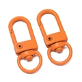 Detail view of two orange swivel snap hooks for keychains and DIY crafts on white background - 10 Pieces/Pack Approx 26.5g / Orange