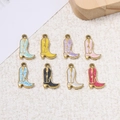 Colorful enamel boot charms in eight vibrant colors with gold-tone stainless steel frames - Double Sided Style / Black