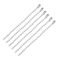 Close-up of six parallel white ball bead chains with secure metal connectors - 9.5CM / White