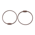 Brown nylon coated stainless steel wire keychain ring with secure screw lock mechanism - Coffee