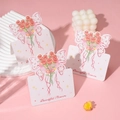 Drei rosa Geschenkkarten mit handgezeichneten Rosen und Herz-Schmetterlings-Designs - Blütenzweig Schmetterling / 9.8x13.6
