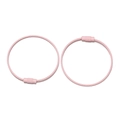 Two-piece set of flexible pink coated steel wire keychains with secure screw lock connectors - Light Pink