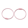 Pink coated steel wire keychain rings with secure screw lock and non-slip texture - Pink