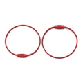Set of two red coated steel wire keychains with secure screw lock connectors - Red