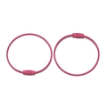 Two rose pink coated steel wire keychains with secure screw lock closure - Rose Red
