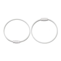 White coated steel wire keychain ring with textured screw lock for luggage tags - White