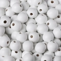 Perles en bois blanc poli de 16mm avec trou central pour bijoux DIY et artisanat - Blanc / 16mm