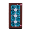 Preserved rose gift box featuring eight Tiffany blue handmade roses in a brown window box - 8 Flowers (4-5cm) / Blue