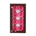 Preserved flower gift box featuring eight blooming pink roses in brown display packaging - 8 Flowers (4-5cm) / Fluorescent Pink