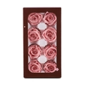 Preserved flower gift box with eight pink roses in a brown window packaging box - 8 Flowers (4-5cm) / Pink