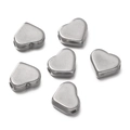 Polished silver heart-shaped stainless steel spacer beads for DIY jewelry making - (Approx. 4.5*5mm) / Steel Color (5 Pieces)