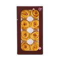 Preserved flower gift box with 8 yellow roses in a dark brown windowed display box - 8 Flowers (4-5cm) / Yellow