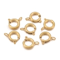 Close-up of golden stainless steel spring ring clasps for jewelry making projects - Extra Small (AC4115) / Gold