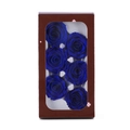 Preserved flower gift set featuring six royal blue handmade roses in a window box - Six Deep Blue Flowers (approximately 5-6 Cm In Diameter) / 1 Box