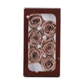Preserved morandi pink rose gift set with 6 heads in a brown window gift box - 6 Cappuccino Flowers (approximately 5-6 Cm In Diameter) / 1 Box