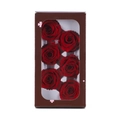 Preserved flower gift box with six vibrant red roses in a windowed brown cardboard case - Six Red Flowers (approximately 5-6 Cm In Diameter) / 1 Box