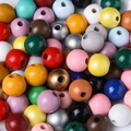 Assortiment de perles rondes en bois de lotus 16mm colorées pour bijoux et DIY - Mélange Aléatoire / 16mm