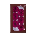 Preserved magenta purple roses in a brown gift box with 6 pieces for Valentine's Day - Six Rose-red Flowers (approximately 5-6 Cm In Diameter) / 1 Box