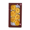 Preserved flower gift box with six bright yellow roses and transparent window - Six Yellow Flowers (approximately 5-6 Cm In Diameter). / 1 Box