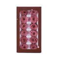 Preserved rose gift box featuring twelve elegant dusty rose flowers in a brown window box - 12 Bean Flour Flowers (approximately 3-4 Cm In Diameter) / 1 Box