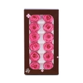 Boxed set of 12 preserved pink roses with elegant curling petals and clear window - 12 Fluorescent Pink Flowers (approximately 3-4 Cm In Diameter) / 1 Box